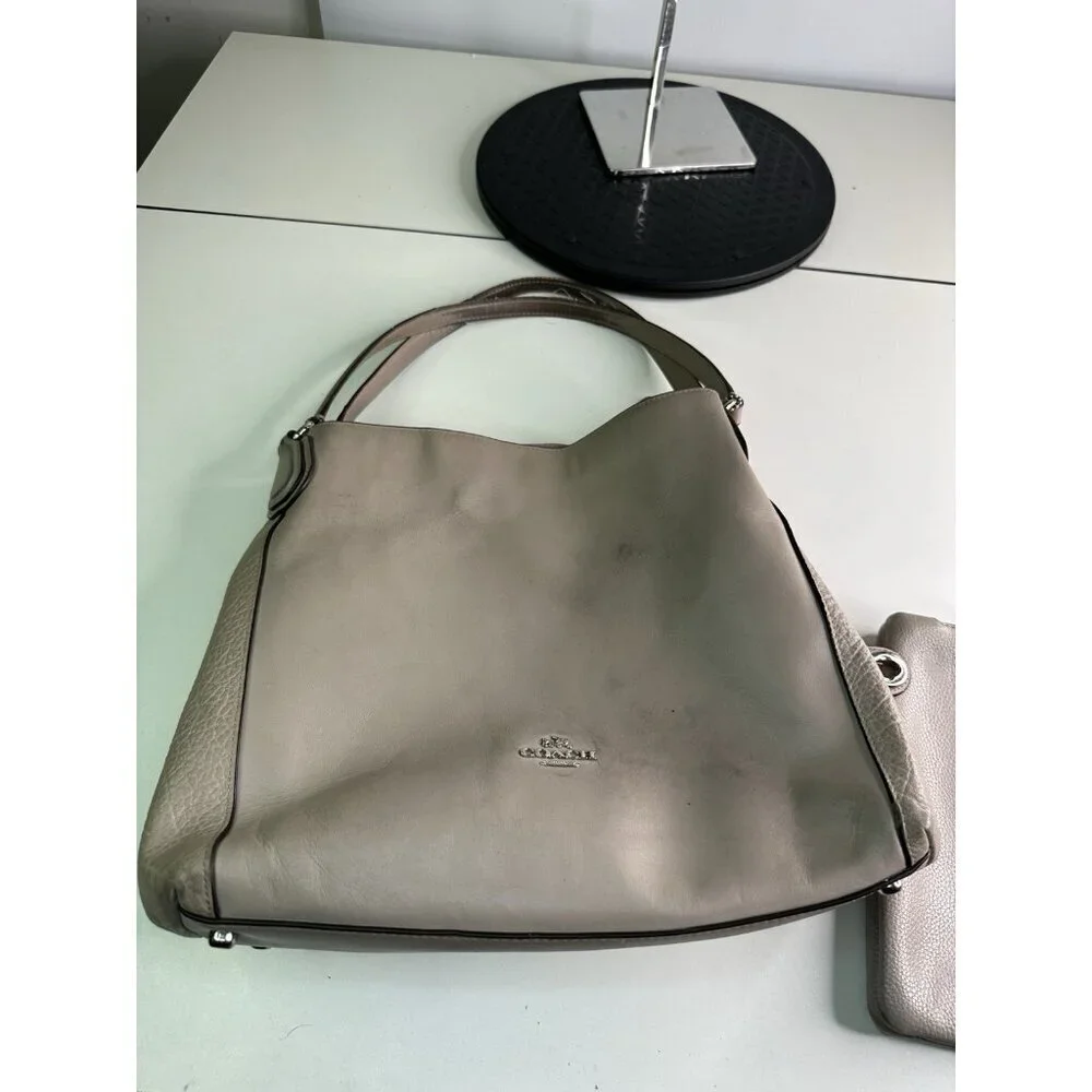 Coach Edie Shoulder Bag Gray/Taupe w/ Wallet (Coach F12034)